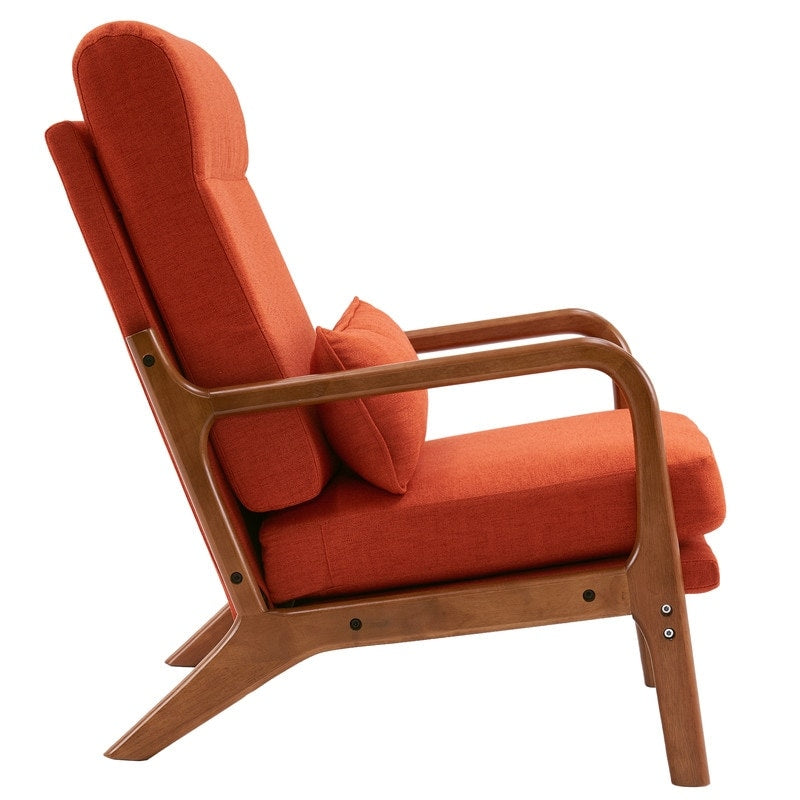 Fauteuil de loisirs à dossier haut avec accoudoirs en bois massif, chaise d'appoint.