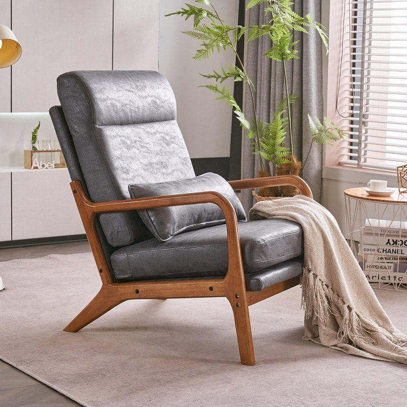Fauteuil de loisirs à dossier haut avec accoudoirs en bois massif, chaise d'appoint.