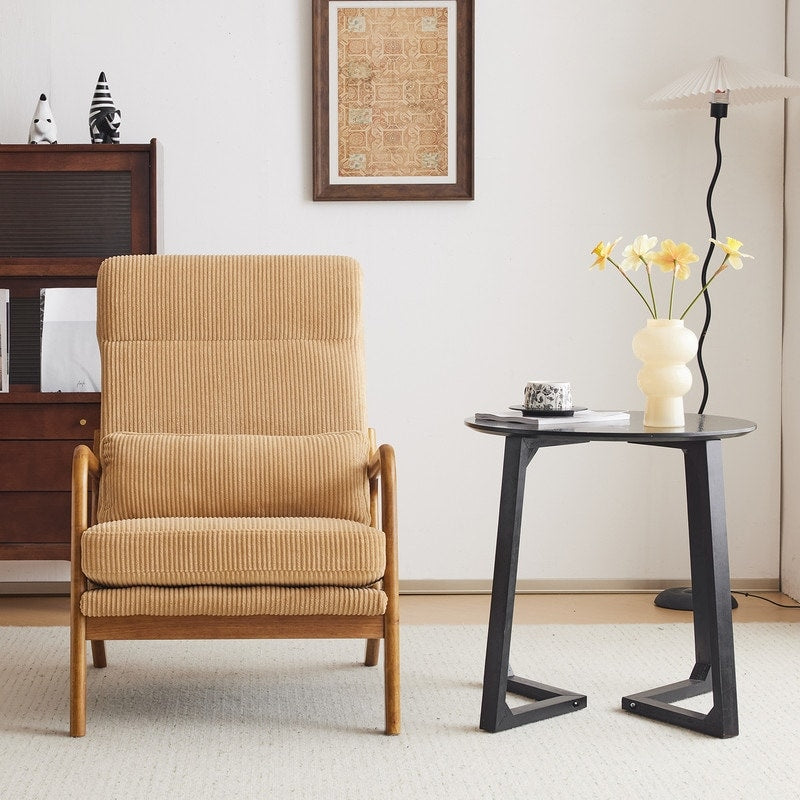 Fauteuil de loisirs à dossier haut avec accoudoirs en bois massif, chaise d'appoint.