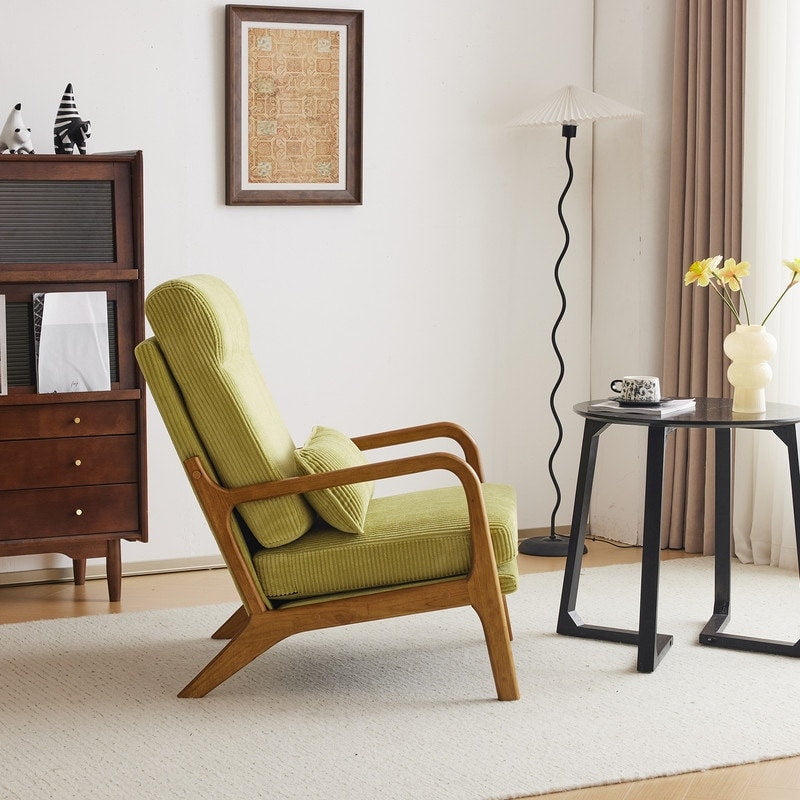 Fauteuil de loisirs à dossier haut avec accoudoirs en bois massif, chaise d'appoint.