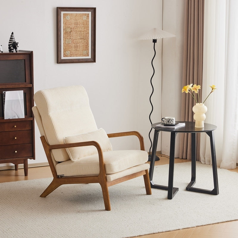 Fauteuil de loisirs à dossier haut avec accoudoirs en bois massif, chaise d'appoint.