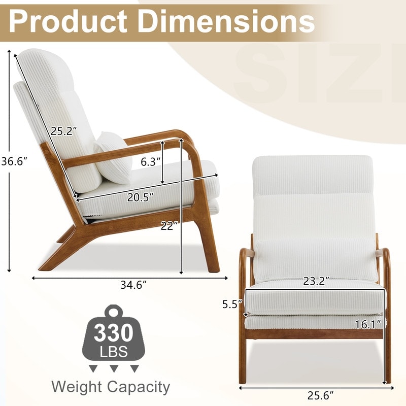 Fauteuil de loisirs à dossier haut avec accoudoirs en bois massif, chaise d'appoint.