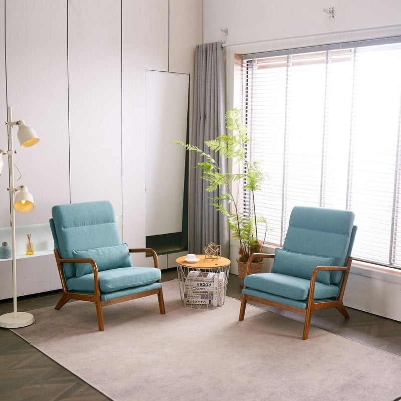 Fauteuil de loisirs à dossier haut avec accoudoirs en bois massif, chaise d'appoint.