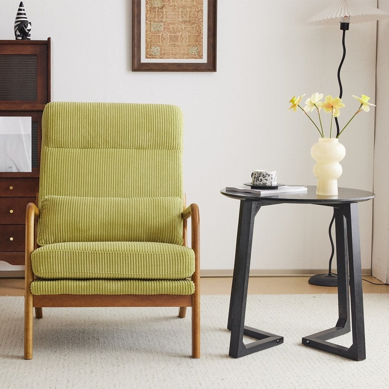 Fauteuil de loisirs à dossier haut avec accoudoirs en bois massif, chaise d'appoint.