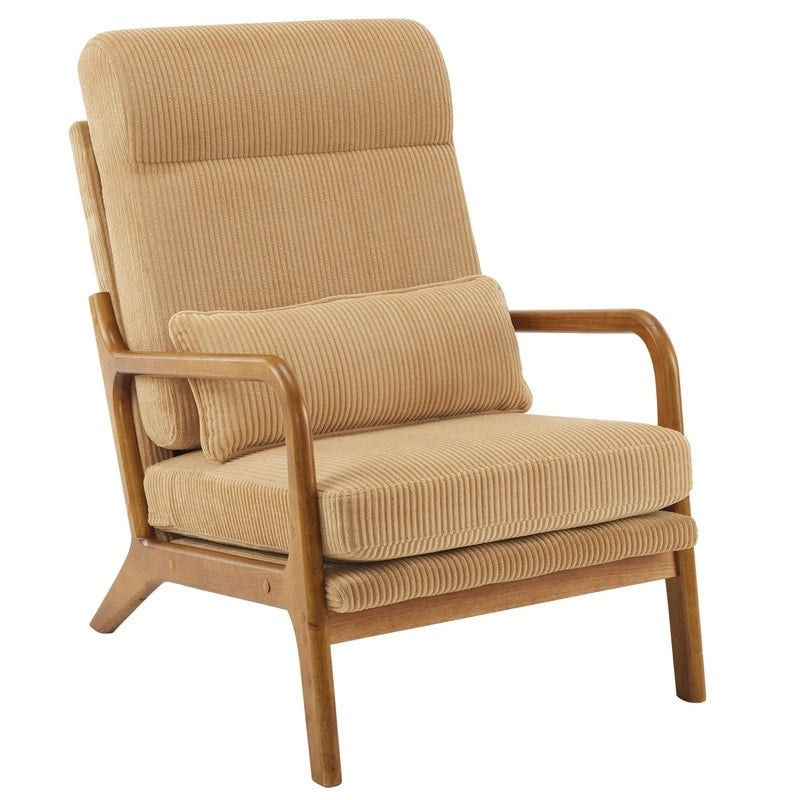 Fauteuil de loisirs à dossier haut avec accoudoirs en bois massif, chaise d'appoint.