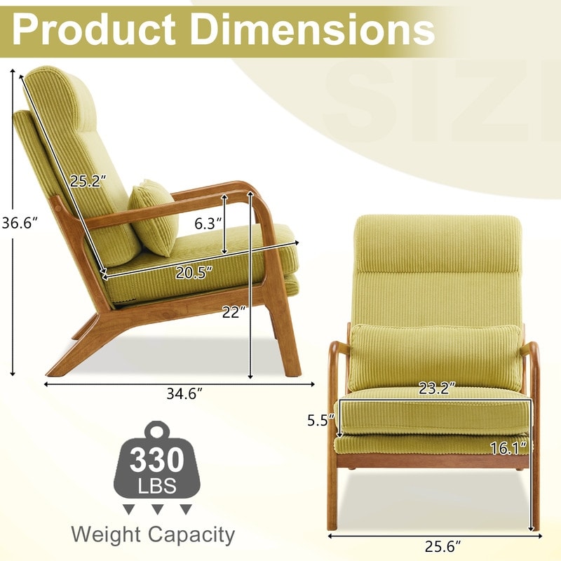 Fauteuil de loisirs à dossier haut avec accoudoirs en bois massif, chaise d'appoint.