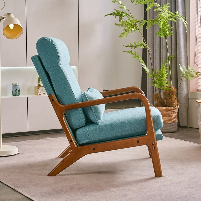 Fauteuil de loisirs à dossier haut avec accoudoirs en bois massif, chaise d'appoint.