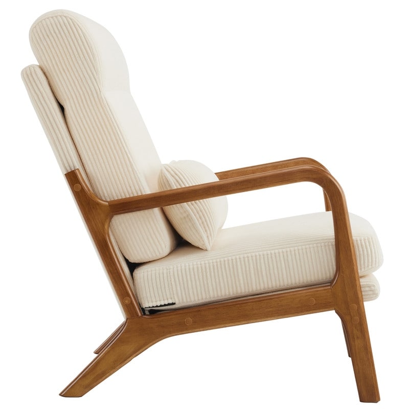 Fauteuil de loisirs à dossier haut avec accoudoirs en bois massif, chaise d'appoint.