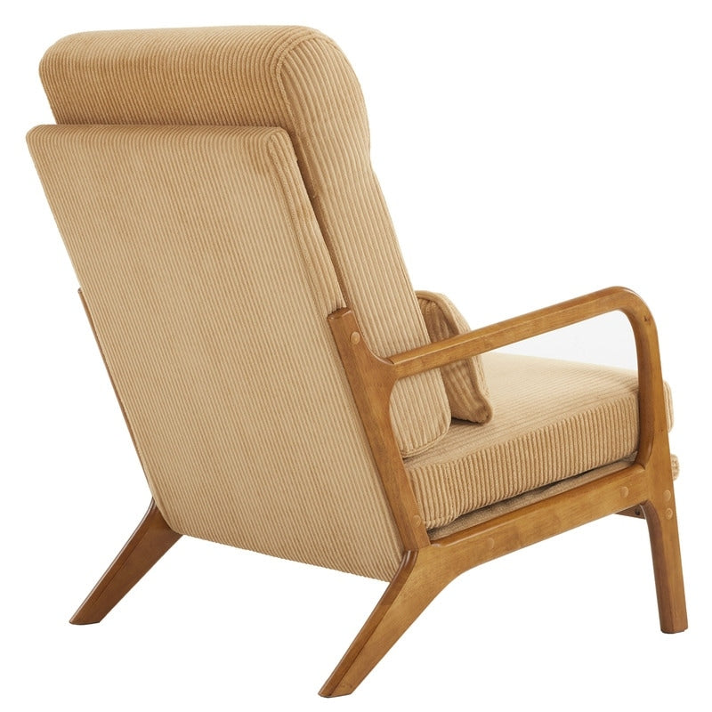 Fauteuil de loisirs à dossier haut avec accoudoirs en bois massif, chaise d'appoint.
