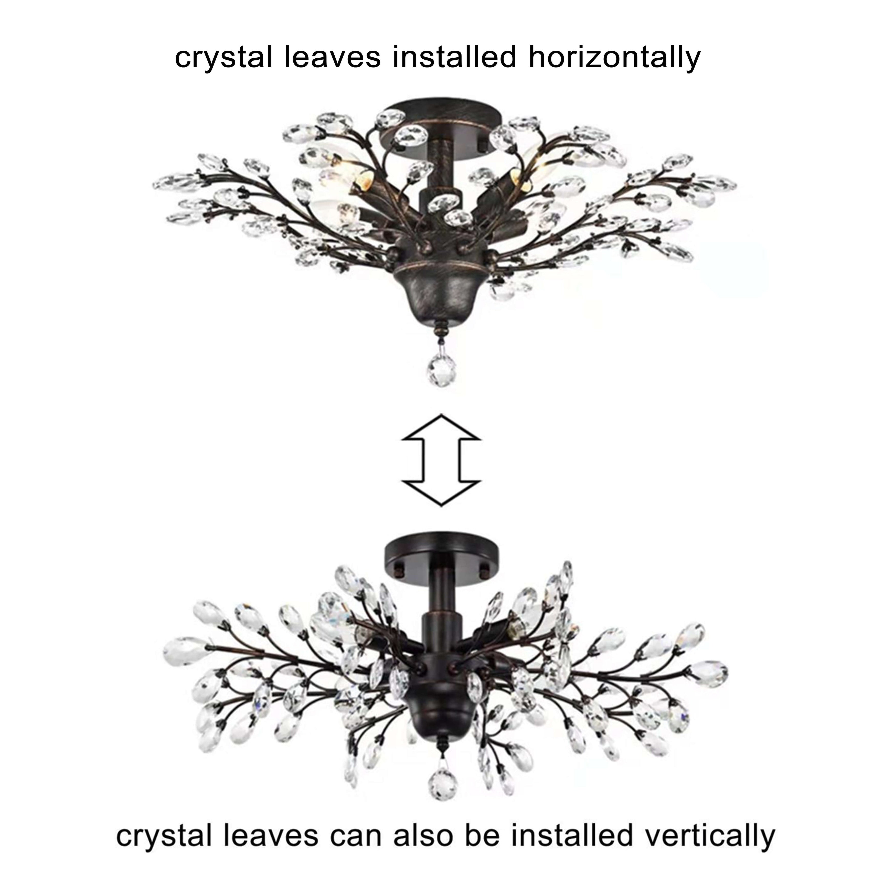 Holly, plafonnier à 4 lumières avec feuilles de cristal