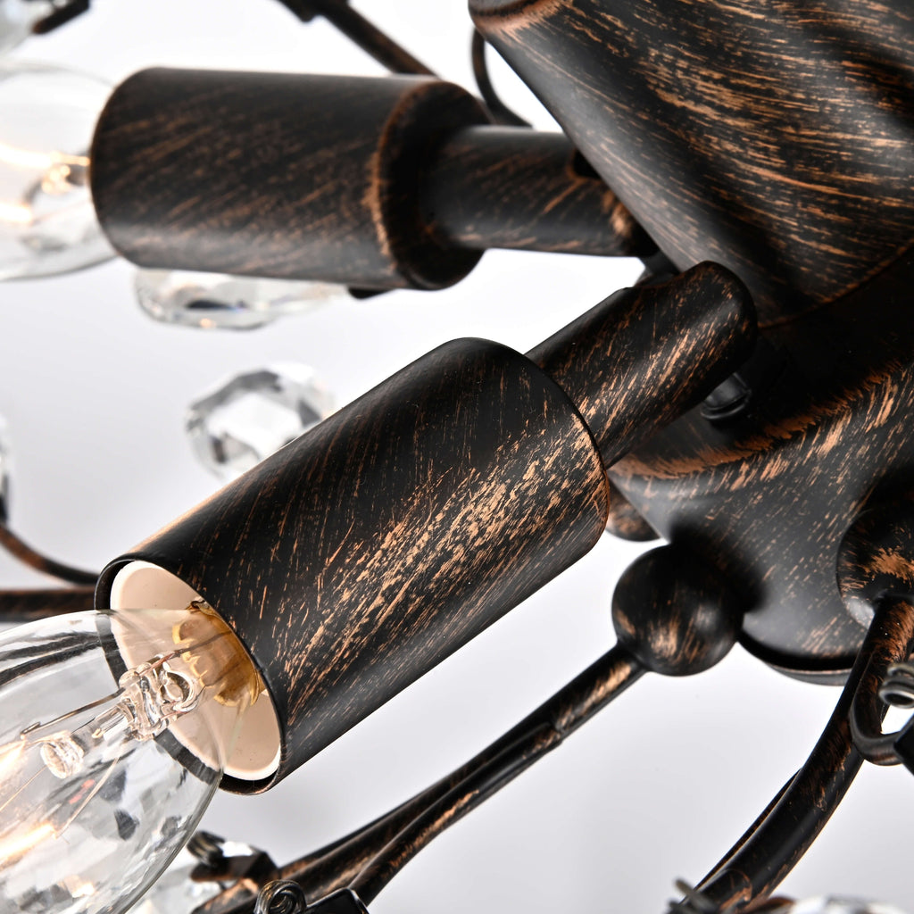 Holly, plafonnier à 4 lumières avec feuilles de cristal