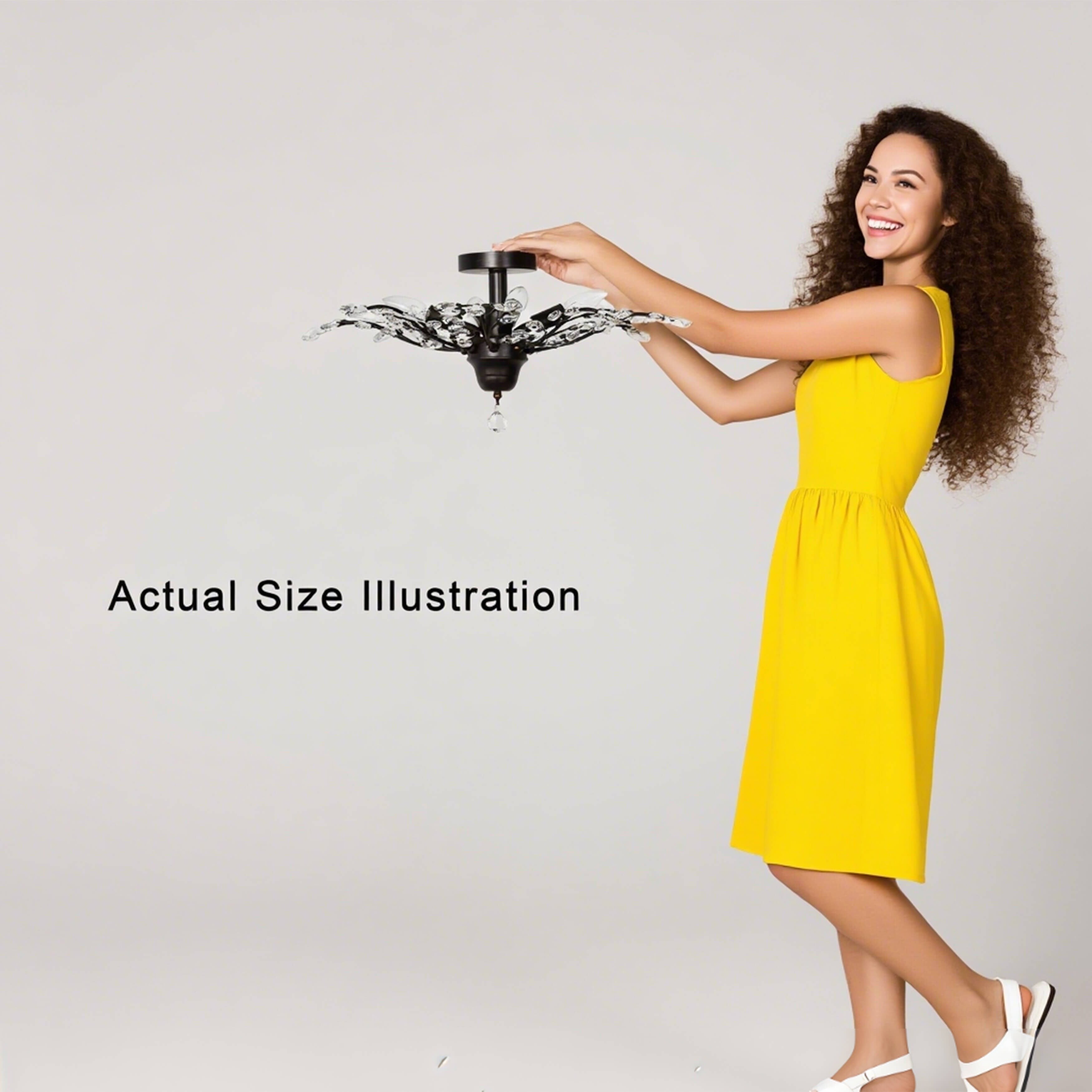 Holly, plafonnier à 4 lumières avec feuilles de cristal