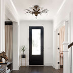 Holly, plafonnier à 4 lumières avec feuilles de cristal