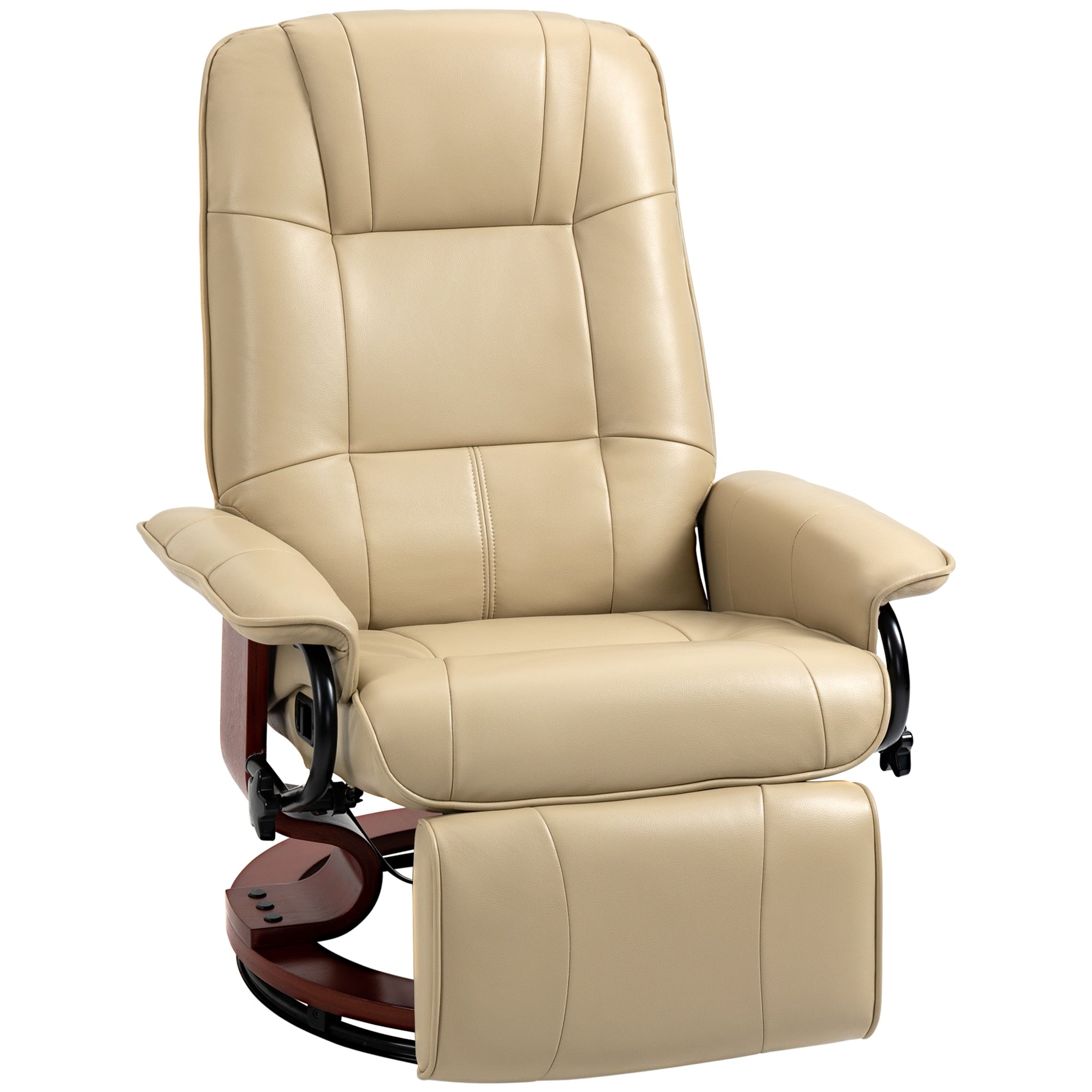 Fauteuil inclinable HomCom en similicuir, réglable, pivotant et à base manuelle, avec repose-pieds confortable et relaxant