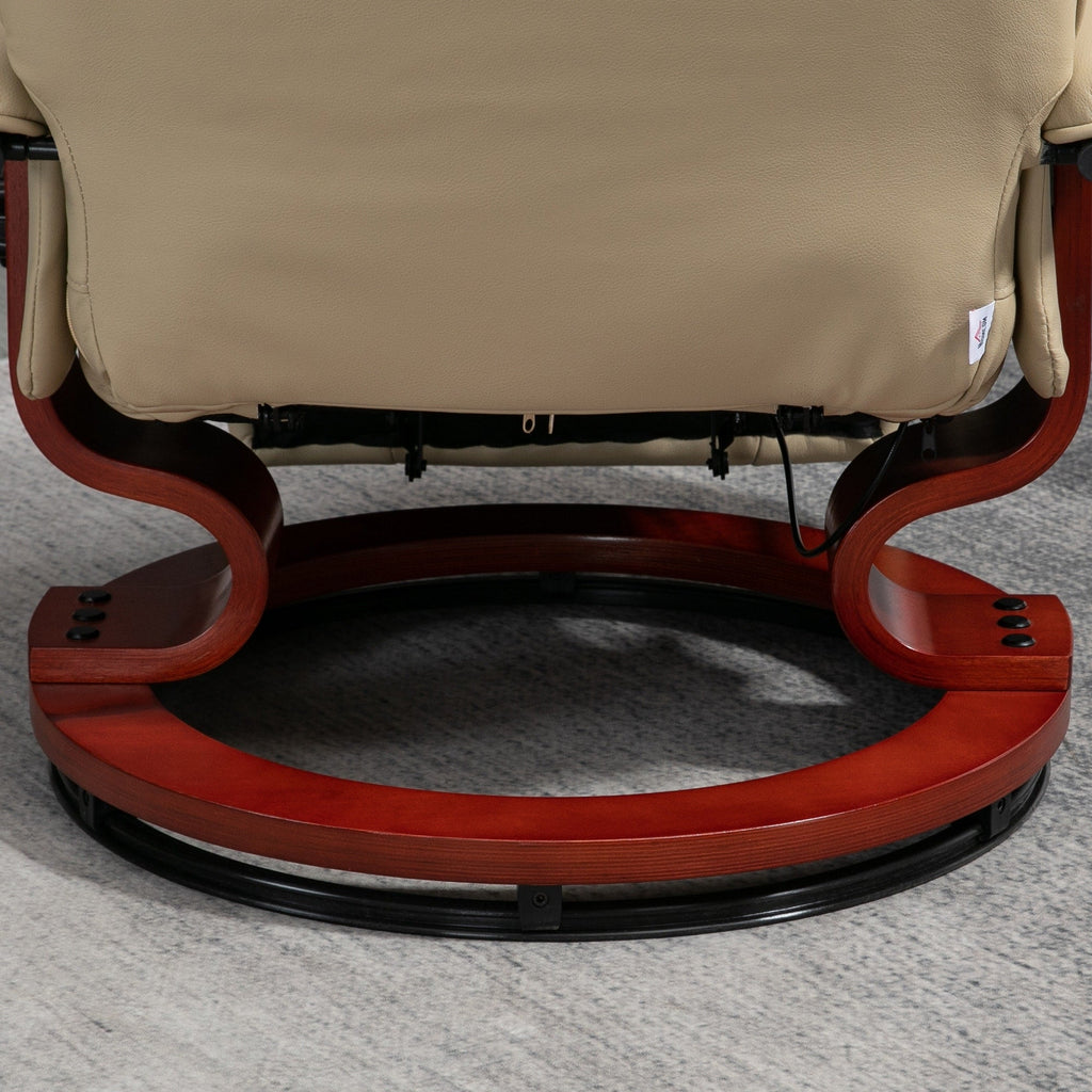 Fauteuil inclinable HomCom en similicuir, réglable, pivotant et à base manuelle, avec repose-pieds confortable et relaxant