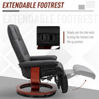 Fauteuil inclinable HomCom en similicuir, réglable, pivotant et à base manuelle, avec repose-pieds confortable et relaxant