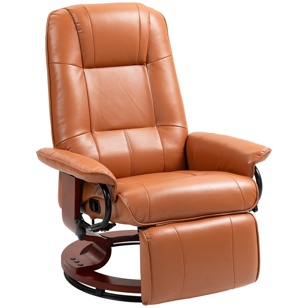 Fauteuil inclinable HomCom en similicuir, réglable, pivotant et à base manuelle, avec repose-pieds confortable et relaxant