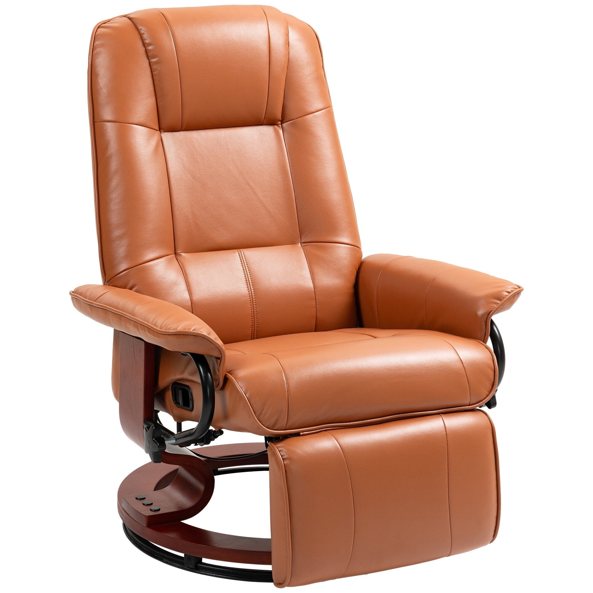 Fauteuil inclinable HomCom en similicuir, réglable, pivotant et à base manuelle, avec repose-pieds confortable et relaxant