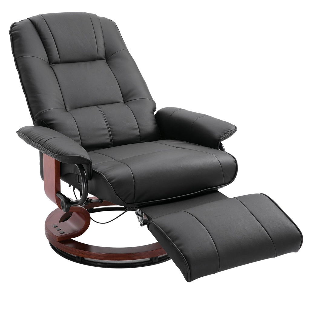 Fauteuil inclinable HomCom en similicuir, réglable, pivotant et à base manuelle, avec repose-pieds confortable et relaxant