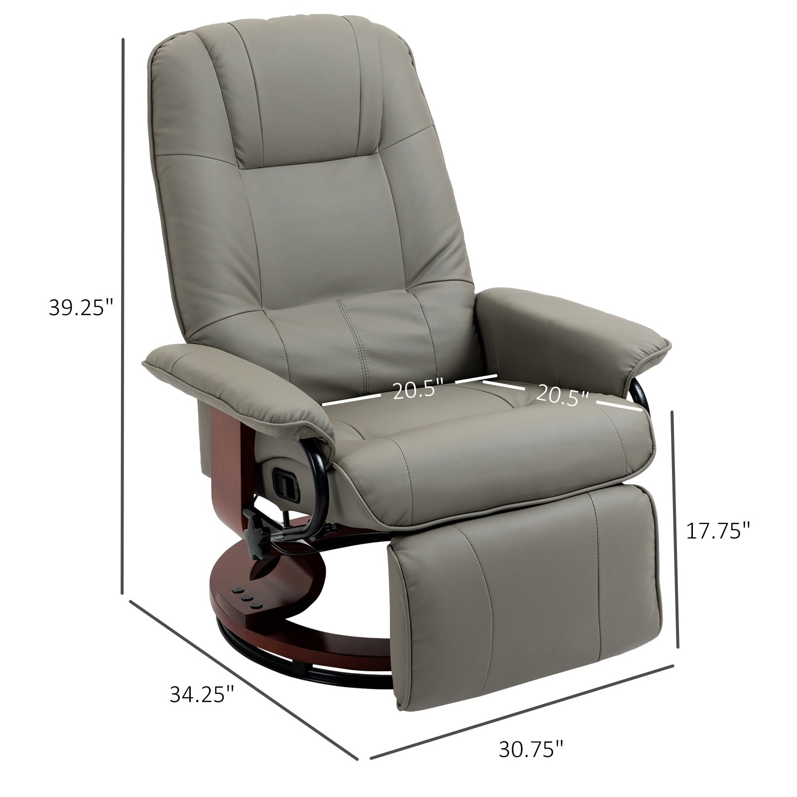 Fauteuil inclinable HomCom en similicuir, réglable, pivotant et à base manuelle, avec repose-pieds confortable et relaxant