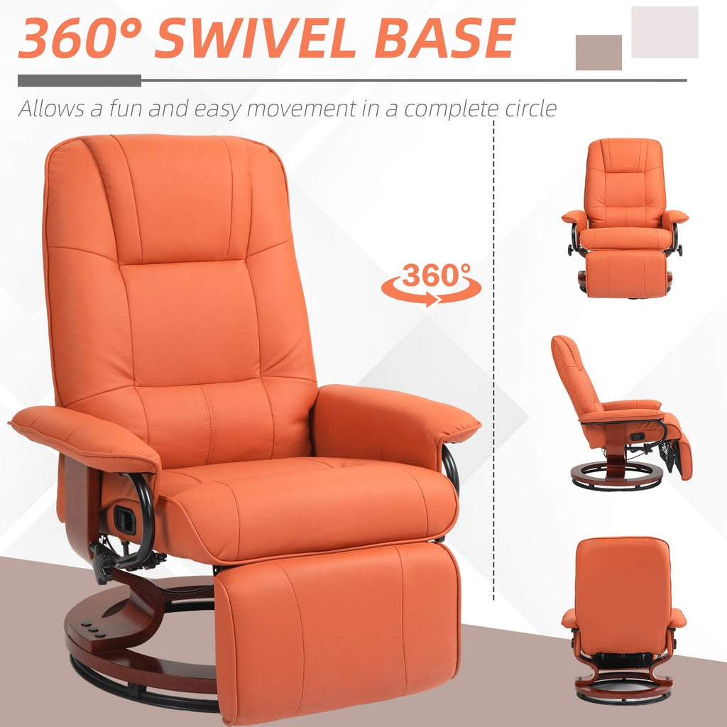 Fauteuil inclinable HomCom en similicuir, réglable, pivotant et à base manuelle, avec repose-pieds confortable et relaxant