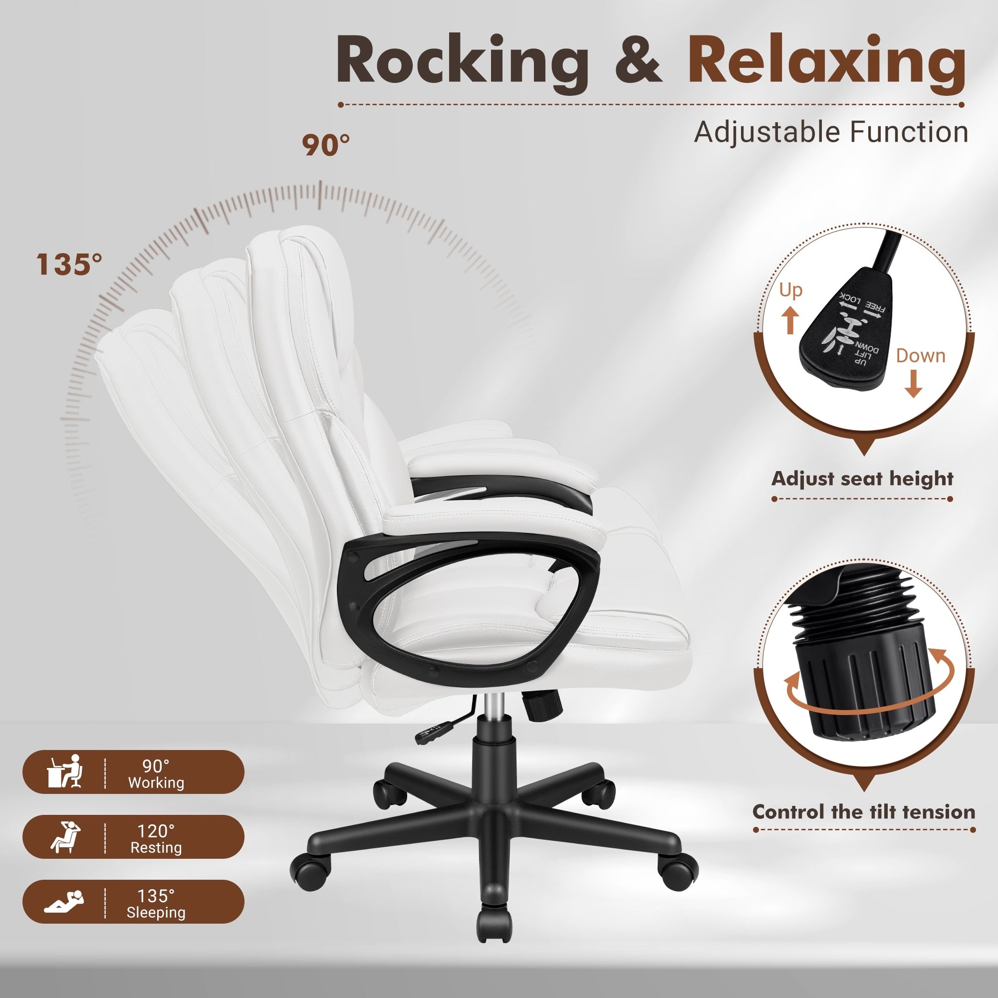 Chaise de bureau Homall, dossier haut, ergonomique, pour ordinateur, pour cadres.