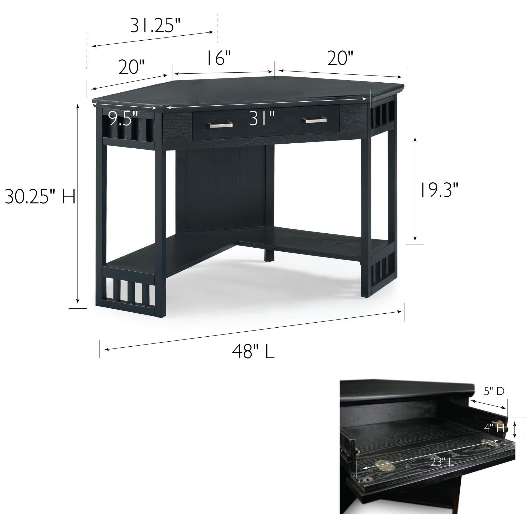 Bureau d'écriture d'angle Mission de Leick Home