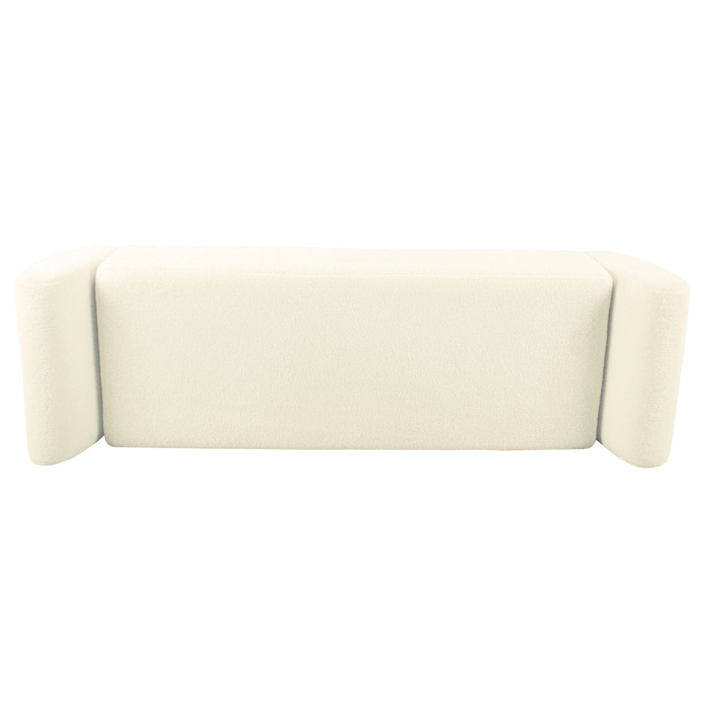 HomePop Banc de rangement moderne en sherpa avec pieds en bois