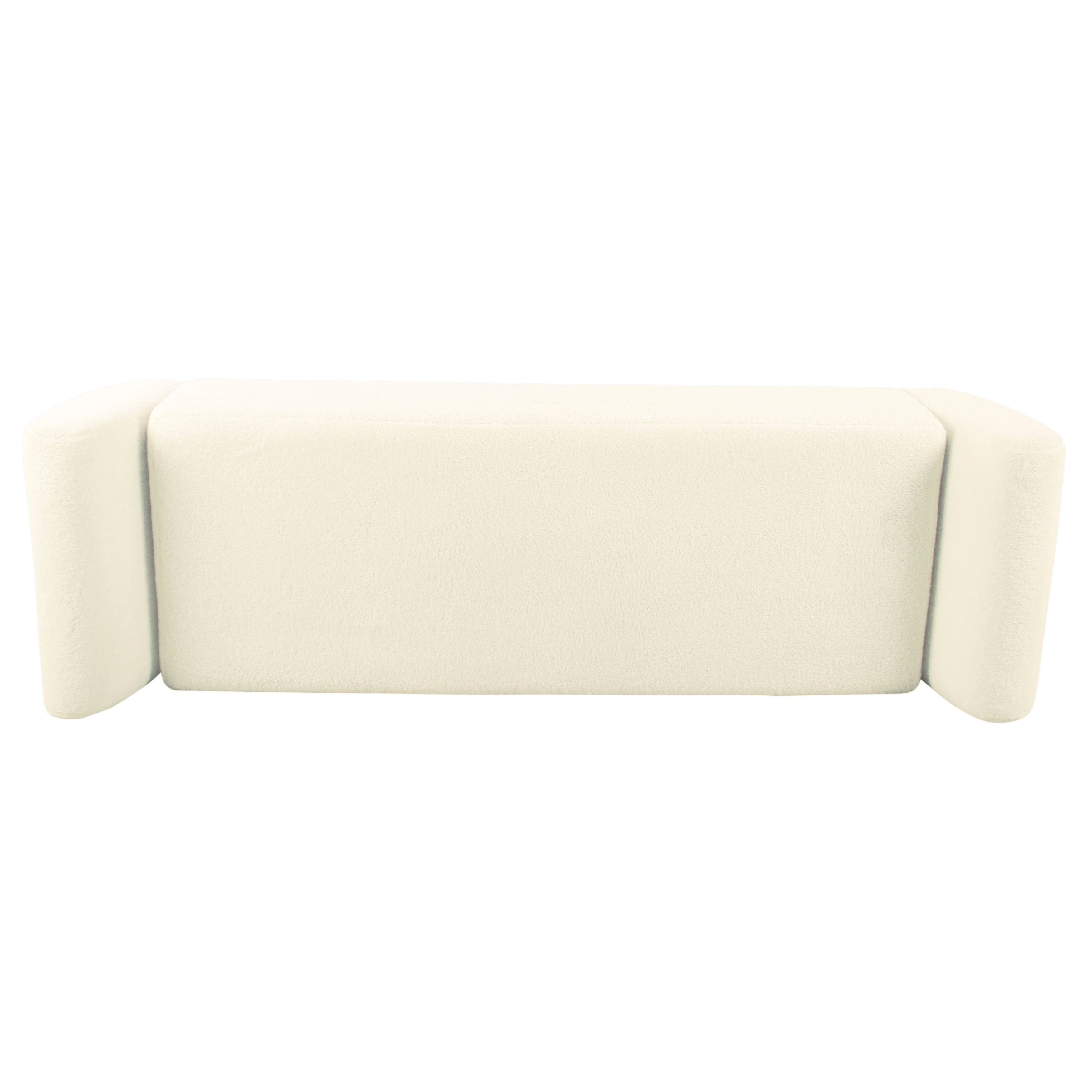 HomePop Banc de rangement moderne en sherpa avec pieds en bois