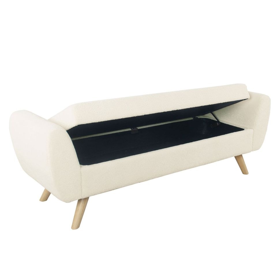 HomePop Banc de rangement moderne en sherpa avec pieds en bois