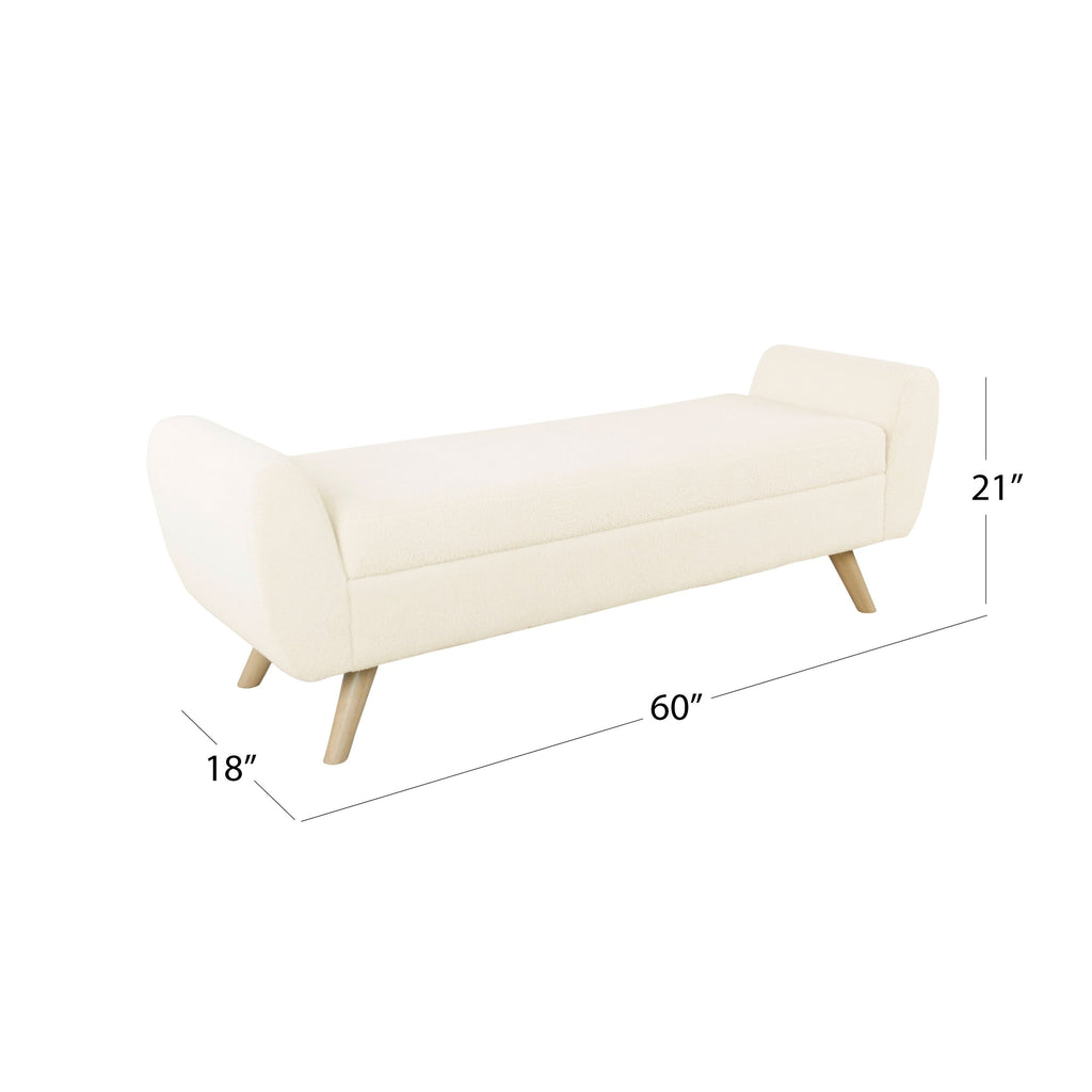 HomePop Banc de rangement moderne en sherpa avec pieds en bois