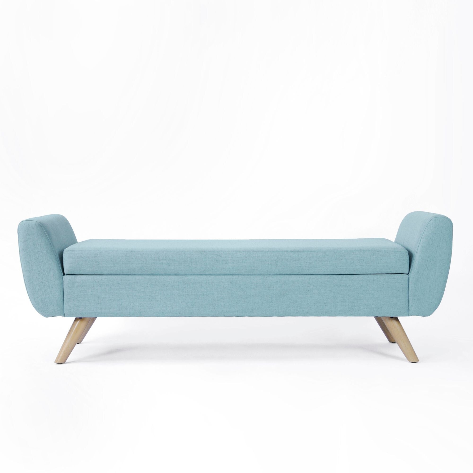 HomePop Banc de rangement moderne en sherpa avec pieds en bois