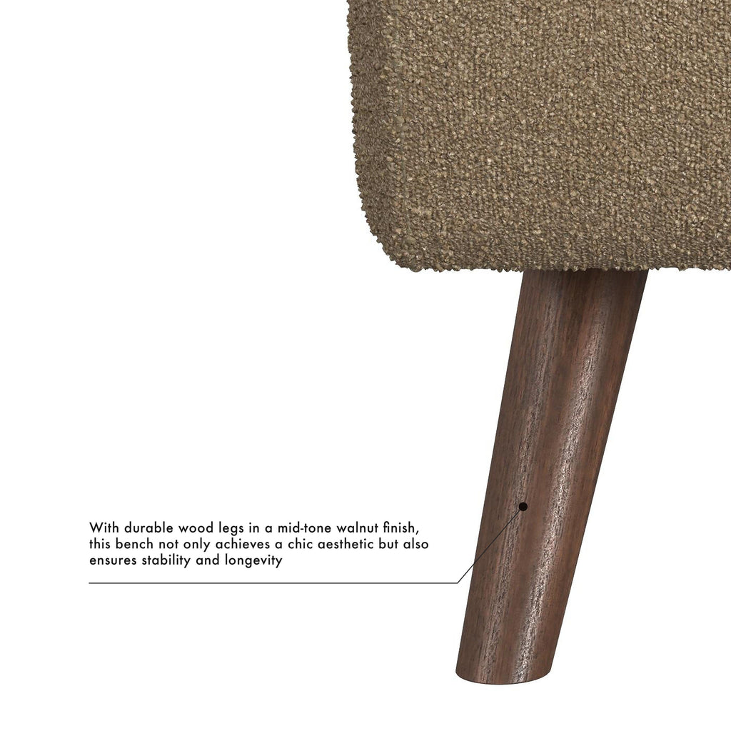 HomePop Banc de rangement moderne en sherpa avec pieds en bois