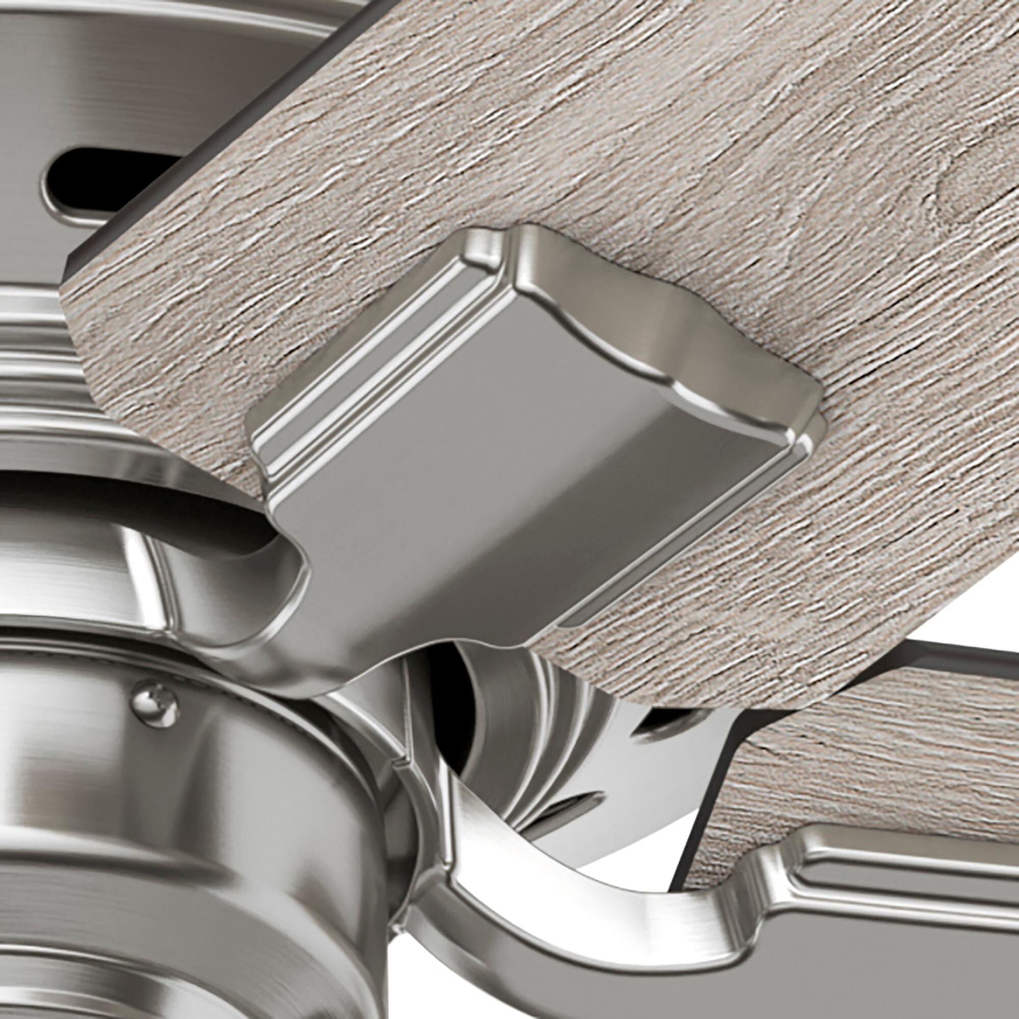 Ventilateur de plafond Hunter 44 Altidore en nickel brossé avec kit d'éclairage LED, cordon d'actionnement - Style champêtre, rustique, transitionnel