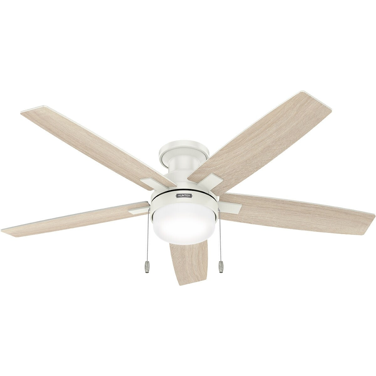 Ventilateur de plafond Hunter 52 Anisten à profil bas avec éclairage LED et interrupteur à tirer - Style moderne, contemporain, transitionnel