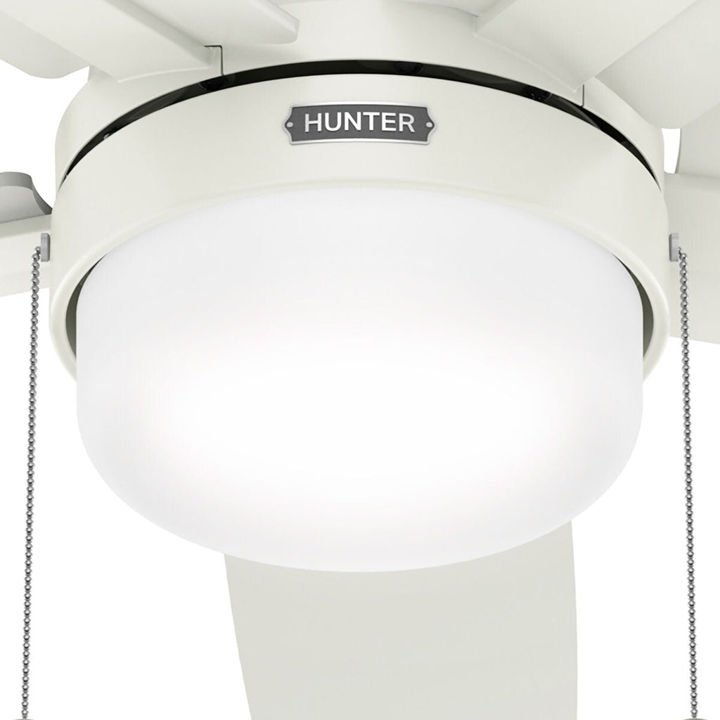 Ventilateur de plafond Hunter 52 Anisten à profil bas avec éclairage LED et interrupteur à tirer - Style moderne, contemporain, transitionnel