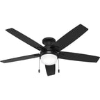 Ventilateur de plafond Hunter 52 Anisten à profil bas avec éclairage LED et interrupteur à tirer - Style moderne, contemporain, transitionnel