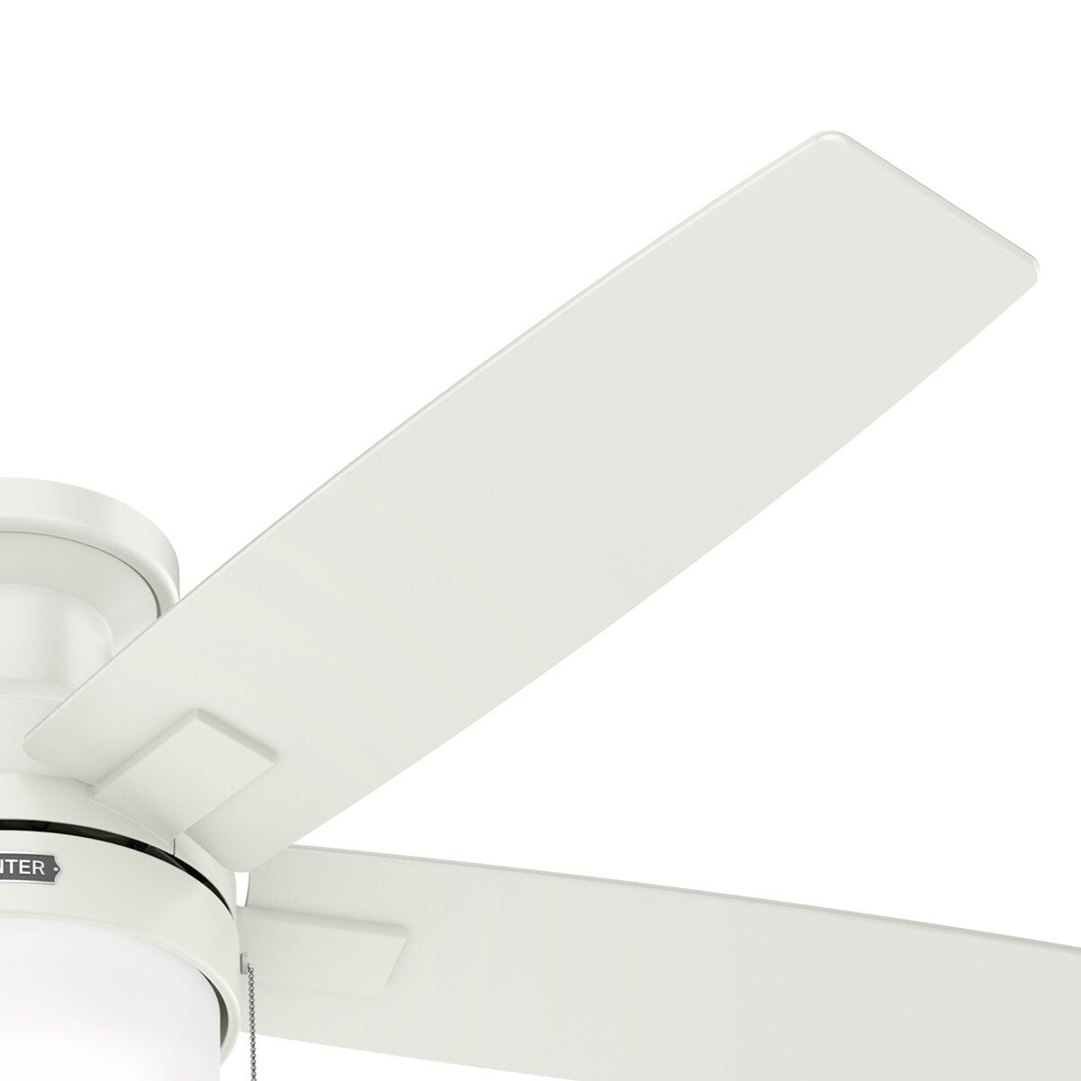 Ventilateur de plafond Hunter 52 Anisten à profil bas avec éclairage LED et interrupteur à tirer - Style moderne, contemporain, transitionnel