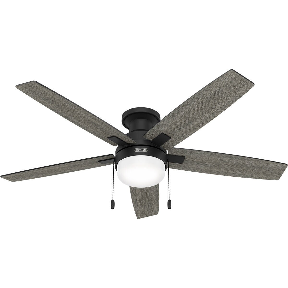 Ventilateur de plafond Hunter 52 Anisten à profil bas avec éclairage LED et interrupteur à tirer - Style moderne, contemporain, transitionnel