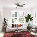 Ventilateur de plafond Hunter 52 Anisten à profil bas avec éclairage LED et interrupteur à tirer - Style moderne, contemporain, transitionnel