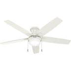 Ventilateur de plafond Hunter 52 Anisten à profil bas avec éclairage LED et interrupteur à tirer - Style moderne, contemporain, transitionnel