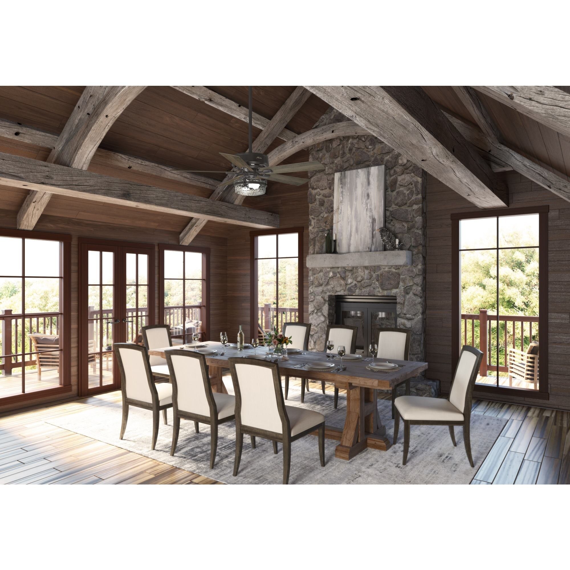 Ventilateur de plafond Hunter 52 Canyon Ridge pour intérieur/extérieur avec éclairage LED, télécommande - Style rustique, industriel, campagnard