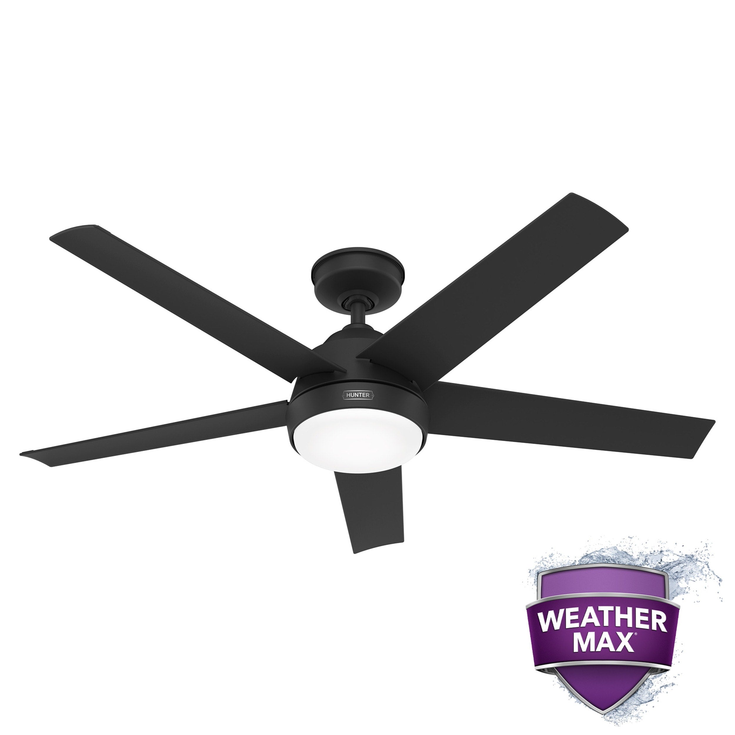 Ventilateur de plafond d'extérieur Hunter 52 Skyflow avec kit d'éclairage LED, commande murale - Style côtier moderne contemporain - WeatherMax - ÉQUIPEMENT POUR L'EXTÉRIEUR !