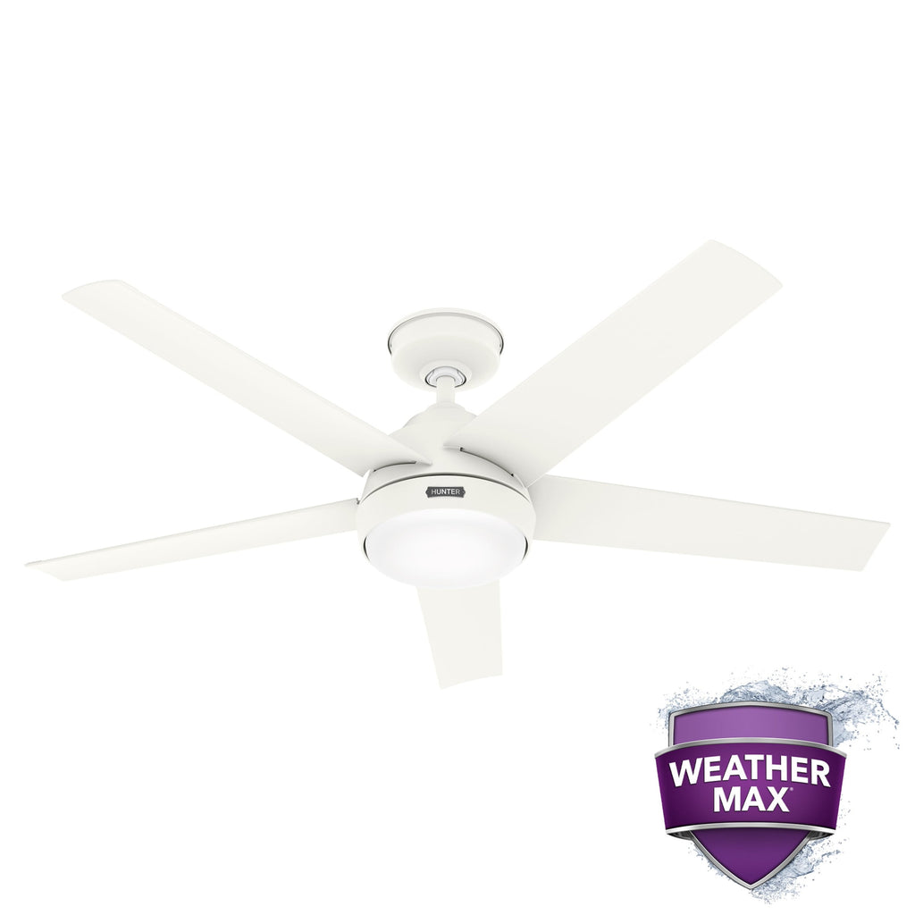 Ventilateur de plafond d'extérieur Hunter 52 Skyflow avec kit d'éclairage LED, commande murale - Style côtier moderne contemporain - WeatherMax - ÉQUIPEMENT POUR L'EXTÉRIEUR !