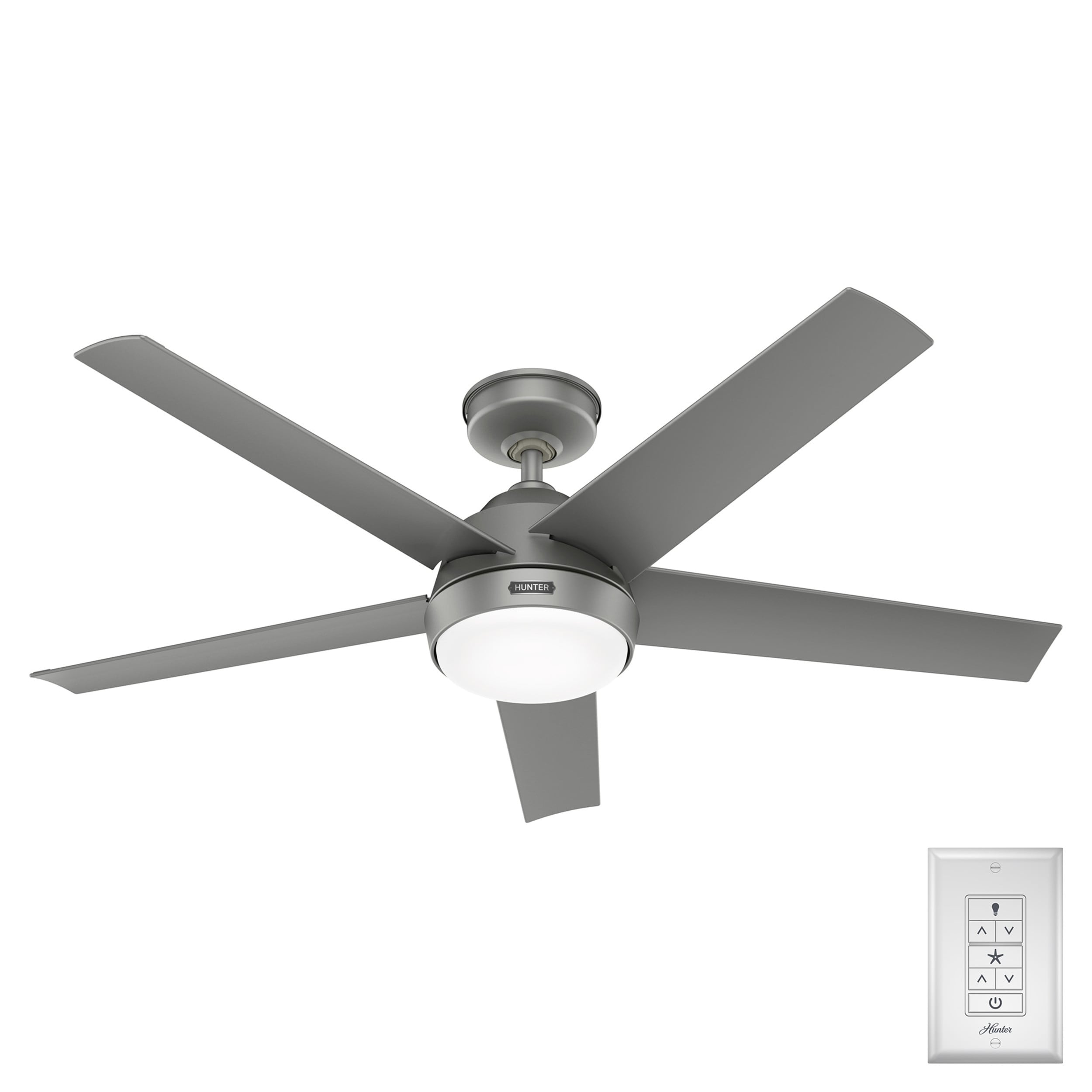 Ventilateur de plafond d'extérieur Hunter 52 Skyflow avec kit d'éclairage LED, commande murale - Style côtier moderne contemporain - WeatherMax - ÉQUIPEMENT POUR L'EXTÉRIEUR !