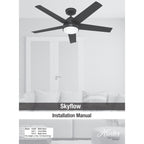 Ventilateur de plafond d'extérieur Hunter 52 Skyflow avec kit d'éclairage LED, commande murale - Style côtier moderne contemporain - WeatherMax - ÉQUIPEMENT POUR L'EXTÉRIEUR !