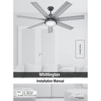 Ventilateur de plafond Hunter Whittington avec éclairage LED et télécommande - Style moulin à vent - Industriel, rustique, style farmhouse - VENTILATEUR INTELLIGENT !