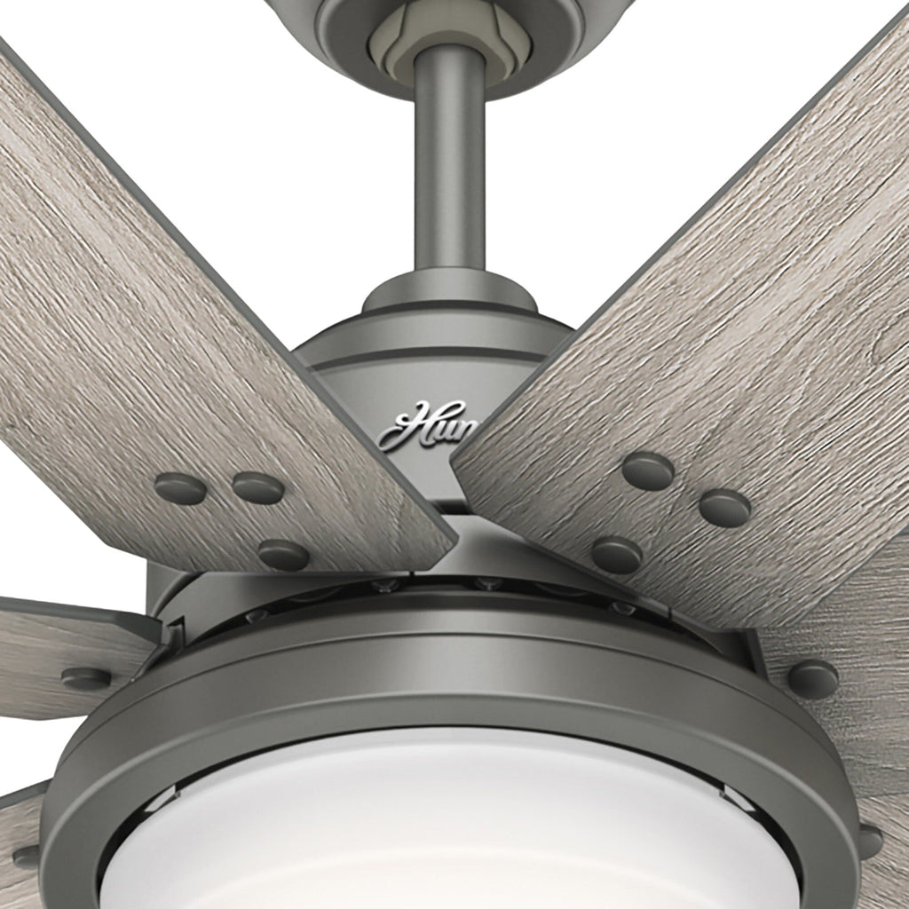 Ventilateur de plafond Hunter Whittington avec éclairage LED et télécommande - Style moulin à vent - Industriel, rustique, style farmhouse - VENTILATEUR INTELLIGENT !