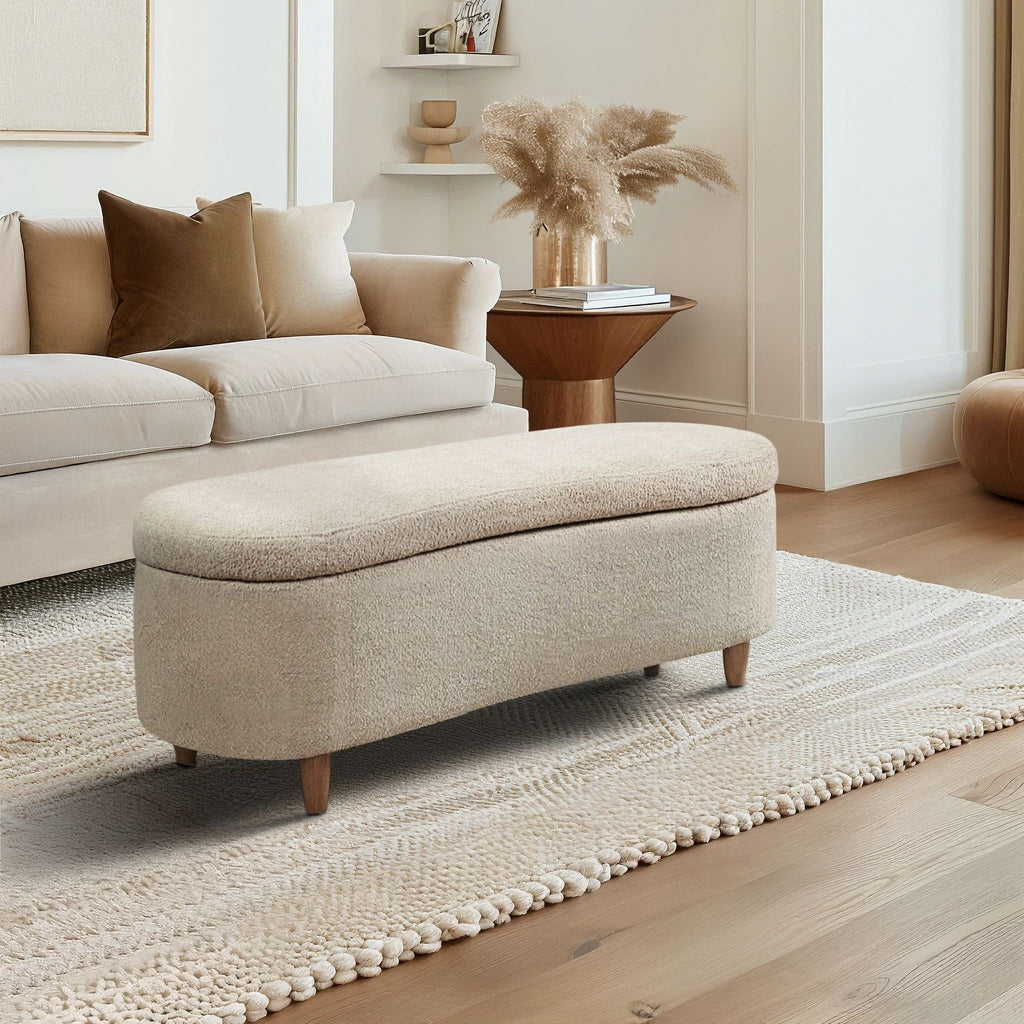 Banc d'appoint incurvé avec rangement INK IVY Bailey en style bouclé