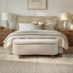 Banc d'appoint incurvé avec rangement INK IVY Bailey en style bouclé